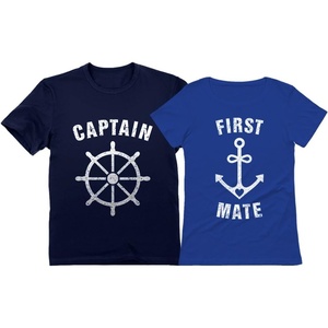 image:imageTstars Funny Captain amp First Mate Nautical Sailing Matching TShirts Set Couples GiftCaptain Navy  First Mate Blue