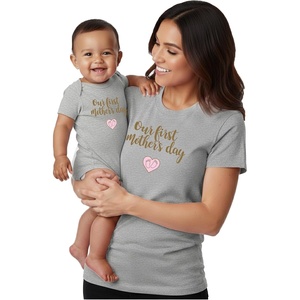 image:imageTstars First Mothers Day Mom Baby Matching Shirts Mommy and Me Outfit Set  Soft cotton mommy and me matching set great for first Mothers Day baby shower new mom family photo giftHeart F  Gray Mom  Gray Baby