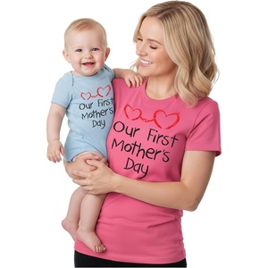 image:imageTstars First Mothers Day Mom Baby Matching Shirts Mommy and Me Outfit Set  Soft cotton mommy and me matching set great for first Mothers Day baby shower new mom family photo giftMom Pink  Baby Aqua