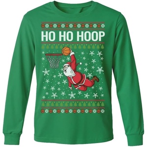 image:imageTstars Merry Swishmas Basketball Christmas Long Sleeve Shirt Kids Youth  Soft cotton basketball long sleeve tee great for Christmas ugly sweater party hoops fans youth kids giftHoop  Green