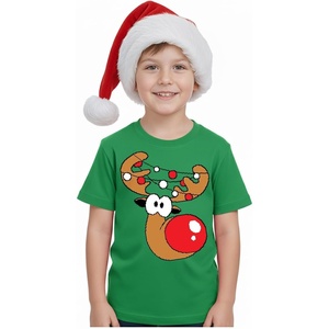 image:imageTstars Santa Floss Dancing Shirt Kids Youth Boy Girl Reindeer Christmas  Soft cotton flossing santa tee great for Christmas ugly sweater party dance humor youth boys girls giftReindeer  Green