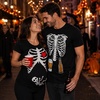 image:imageTstars Maternity Skeleton Halloween Shirt Mom Dad Couples Pregnancy Set  Soft cotton xray maternity set great for Halloween pregnancy announcement gender reveal couples photo giftBlack