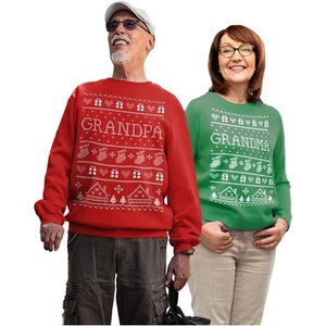 image:imageTstars Grandpa Grandma Matching Ugly Christmas Sweatshirt Set Couples  Soft fleece his and hers sweatshirt set great for Christmas grandparents holiday party festive couple giftGrandma Green  Grandpa Red