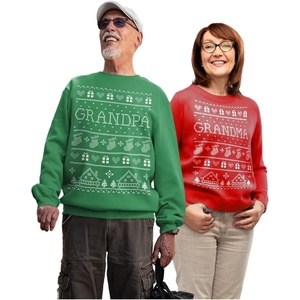 image:imageTstars Grandpa Grandma Matching Ugly Christmas Sweatshirt Set Couples  Soft fleece his and hers sweatshirt set great for Christmas grandparents holiday party festive couple giftGrandma Red  Grandpa Green