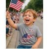 image:imageTstars 4th of July Kids Shirt Toddler Patriotic USA Boy Girl Flag Tee  Soft red white blue flag tee great for 4th of July parade BBQ family matching patriotic kids giftDino  Gray