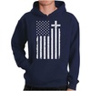 image:imageTstars Cross Hoodie Men Christian USA Flag Faith Patriotic Pullover  Cozy fleece faith cross hoodie great for church Christian gift patriotic USA flag 4th of July wearCross  Blue