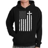 image:imageTstars Cross Hoodie Men Christian USA Flag Faith Patriotic Pullover  Cozy fleece faith cross hoodie great for church Christian gift patriotic USA flag 4th of July wearCross  Black