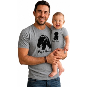 image:imageTstars Papa Bear Dad Baby Matching Shirt Bodysuit Funny Fathers Day Set  Soft cotton matching daddy and me set great for Fathers Day new dad baby shower family photo giftPapa Bear  Dad Gray  Baby Gray