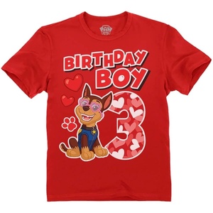 image:imageTstars Paw Patrol Chase 3rd Birthday Shirt Toddler Boy 3 Year Old Tee  Soft licensed Chase tee for turning three great for 3rd birthday pup party three year old boy giftValentine 3rd  Red